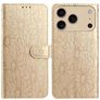 Mobigear Flowers Housse iPhone 17 Pro Etui Porte-Monnaie - Or