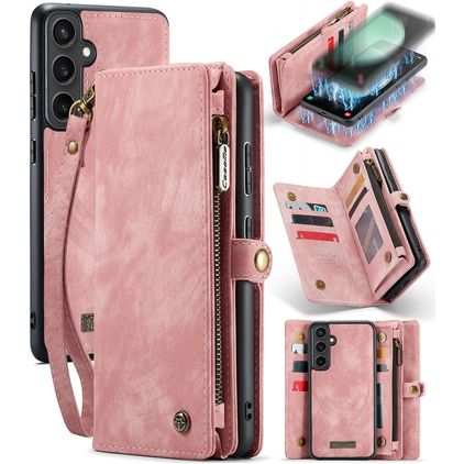 CaseMe 008 Samsung Galaxy S23 FE Coque Étui 2en1 avec coque amovible Portefeuille - Rose
