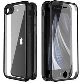 Valenta Full Cover Coque iPhone SE (2020) Coque arrière en Verre trempé Anti-Chocs - Noir