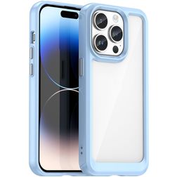 Mobigear Crystal Coque iPhone 15 Pro Coque arrière Rigide - Transparent / Bleu