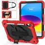 Mobigear SureGrip Xtreme Coque iPad 11 (2025) Coque arrière en Plastique rigide,Silicone + Porte-crayon + Bandoulière + Support Amovible - Rouge