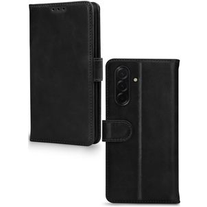 Mobilize Wallet Housse Samsung Galaxy A57 Etui en Cuir Véritable Porte-Monnaie - Noir