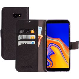Mobiparts Saffiano Wallet Housse Samsung Galaxy J4 Plus Etui Porte-Monnaie - Noir