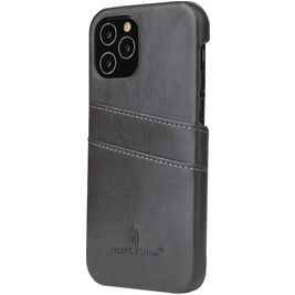 Fierre Shann Premium Card Coque iPhone 12 Coque arrière avec Porte-Cartes - Gris