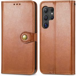 Mobigear Snap Button Housse Samsung Galaxy S25 Etui Porte-Monnaie - Marron