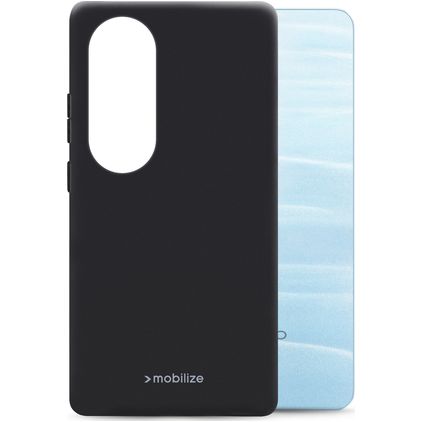 Mobilize Rubber Gelly Coque OPPO A60 Coque arrière en TPU Souple - Noir