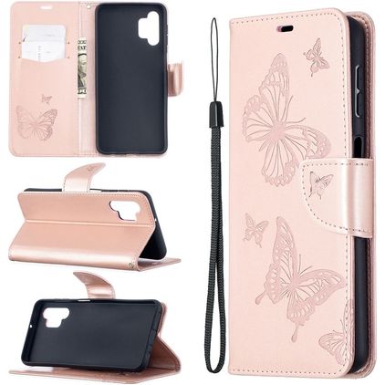 Mobigear Butterfly Housse Samsung Galaxy A32 5G Etui Porte-Monnaie - Rose doré