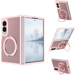 Mobigear 360 Rotating Ring Coque Samsung Galaxy Z Fold 8 MagSafe Coque arrière Rigide avec Anneau-Support - Rose