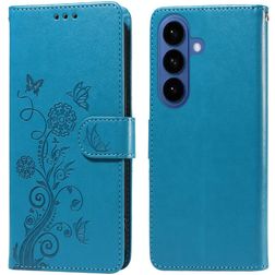 Mobigear Flowers Housse Samsung Galaxy S26 Etui Porte-Monnaie - Bleu