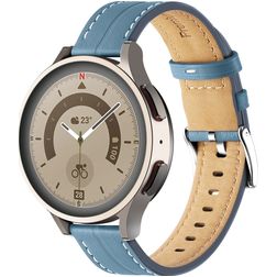 Mobigear Stitched Bracelet Cuir Smartwatch Fermeture boucle ardillon - Connexion universelle de 22 mm - Bleu