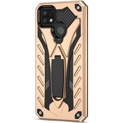 Mobigear Armor Stand Coque Realme C21Y Coque arrière Rigide Anti-Chocs avec Support Amovible - Or