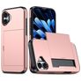 Mobigear Card Coque iPhone 16 Plus Coque arrière Rigide Anti-Chocs avec Porte-Cartes - Rose doré