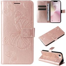 Mobigear Butterfly Housse iPhone 17e Etui Porte-Monnaie - Rose doré