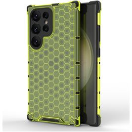 Mobigear Honeycomb Coque Samsung Galaxy S24 Ultra Coque arrière Rigide Anti-Chocs - Vert
