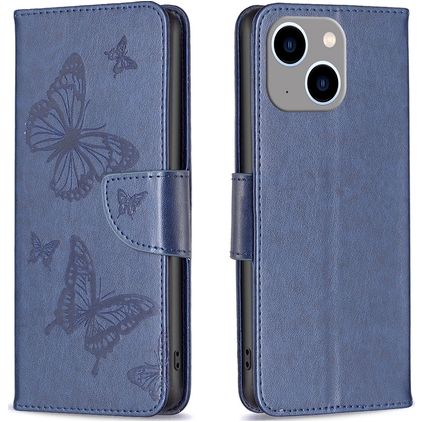 Mobigear Butterfly iPhone 15 Plus Étui Portefeuille - Bleu