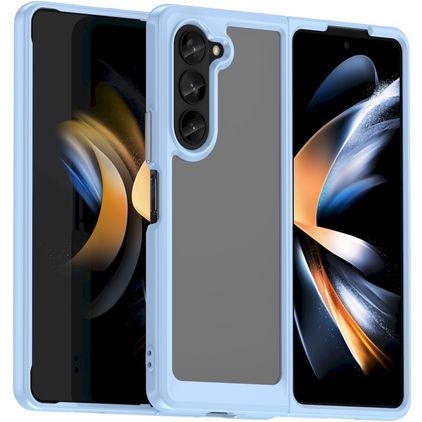 Mobigear Crystal Coque Samsung Galaxy Z Fold 5 Coque arrière Rigide - Transparent / Bleu