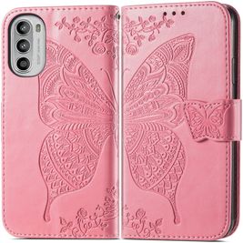 Mobigear Butterfly Housse Motorola Moto G82 Etui Porte-Monnaie - Rose
