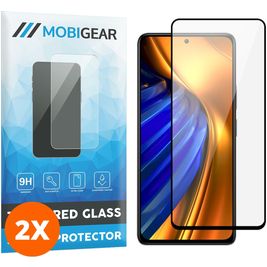 Mobigear Premium POCO F4 Verre trempé Protection d'écran - Compatible Coque - Noir (Lot de 2)