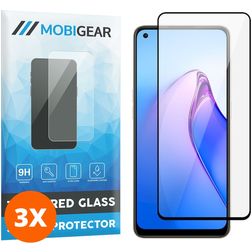 Mobigear Premium OPPO Reno 8 Verre trempé Protection d'écran - Compatible Coque - Noir (Lot de 3)