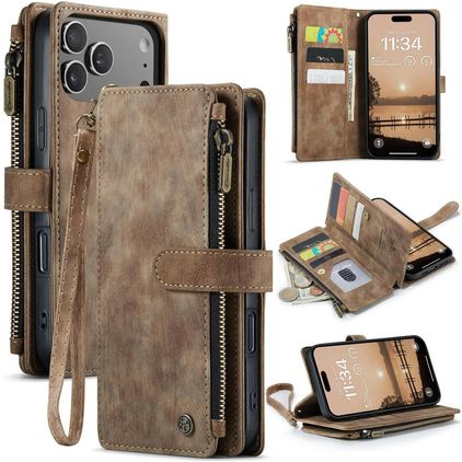 CaseMe C30 Housse iPhone 17 Pro Max Etui Porte-Monnaie - Marron