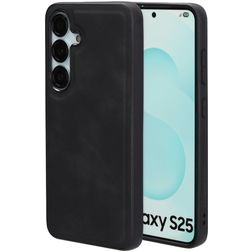 Mobiparts Classic Coque Samsung Galaxy S25 MagSafe Coque arrière en TPU,Similicuir - Graphite Black