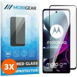 Mobigear Premium Motorola Moto G200 5G Verre trempé Protection d'écran - Compatible Coque - Noir (Lot de 3)