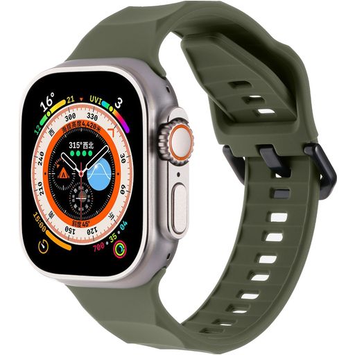 Mobigear Ripple Bracelet Silicone Apple Watch Fermeture boucle ardillon - 49/46/45/44 mm - Vert