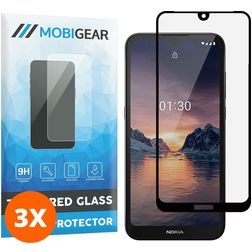Mobigear Premium Nokia 1.3 Verre trempé Protection d'écran - Compatible coque - Noir (Lot de 3)