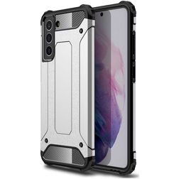 Mobigear Outdoor Coque Samsung Galaxy S21 FE Coque arrière Rigide Anti-Chocs - Argent