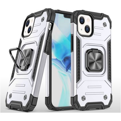 Mobigear Armor Ring Coque iPhone 13 Pro Coque arrière Rigide Anti-Chocs avec Anneau-Support - Argent