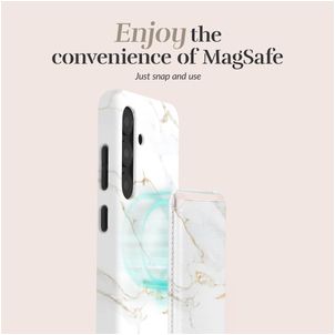 MIO - Porte Cartes en - 3 Cartes - Compatible MagSafe - White Marble