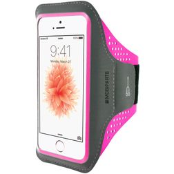 Mobiparts Comfort Fit Brassard Téléphone iPhone SE (2016) Brassard Coque de Sport en Neoprène - Neon Pink