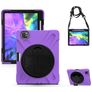 Mobigear SureGrip Coque iPad Air 5 (2022) Coque arrière en Plastique rigide,Silicone + Porte-crayon + Bandoulière + Support Amovible - Noir / Violet