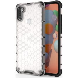Mobigear Honeycomb Coque Transparente Samsung Galaxy A11 Coque arrière Rigide Anti-Chocs - Transparent