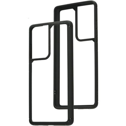 Mobiparts Rugged Clear Coque Samsung Galaxy S21 Ultra Coque arrière Rigide Anti-Chocs - Transparent / Noir