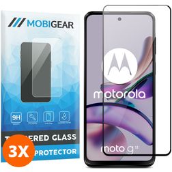 Mobigear Premium Motorola Moto G13 Verre trempé Protection d'écran - Compatible Coque - Noir (Lot de 3)