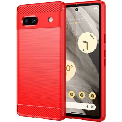 Mobigear Brushed Slim Coque Google Pixel 7a Coque arrière en TPU Souple - Rouge