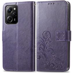 Mobigear Clover POCO X5 Pro Étui Portefeuille - Violet