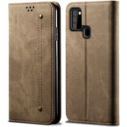 Mobigear Denim Slim Samsung Galaxy A21s Étui Portefeuille - Marron