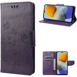 Mobigear Flowers Housse Samsung Galaxy M23 Etui Porte-Monnaie - Violet
