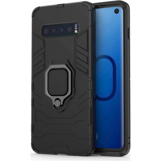 Mobigear Armor Ring Coque Samsung Galaxy S10 Coque arrière Rigide Anti-Chocs avec Anneau-Support - Noir