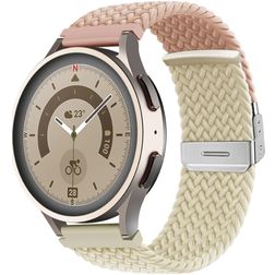 Mobigear Braided Dual Bracelet Nylon Smartwatch Fermeture à pince - Connexion universelle de 22 mm - Rose / Lumière stellaire