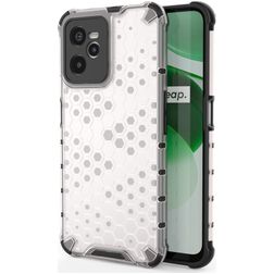 Mobigear Honeycomb Coque Realme C35 Coque arrière Rigide Anti-Chocs - Blanc