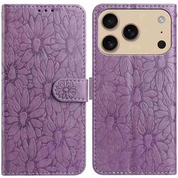 Mobigear Flowers Housse iPhone 17 Pro Etui Porte-Monnaie - Violet