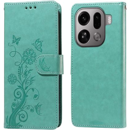 Mobigear Flowers OPPO Find X9 Pro Étui Portefeuille - Vert