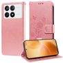 Mobigear Flowers Housse POCO X6 Pro Etui Porte-Monnaie - Rose doré