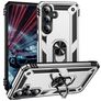 Mobigear Armor ring Samsung Galaxy S25 FE Plastique rigide Coque arrière Antichoc avec bague de maintien - Argent