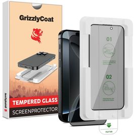 GrizzlyCoat AlignPro AntiSpy iPhone 16 Pro Verre trempé Protection d'écran Confidentialité - Compatible Coque + Cadre d'installation