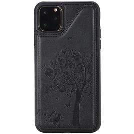 Mobigear Tree Wallet Coque iPhone 11 Pro Max Coque arrière Anti-Chocs avec Porte-Cartes et Support Amovible - Noir