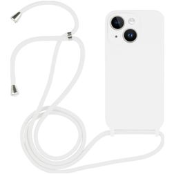 Mobigear Lanyard iPhone 14 Plus Coque avec cordon en Silicone - Blanc